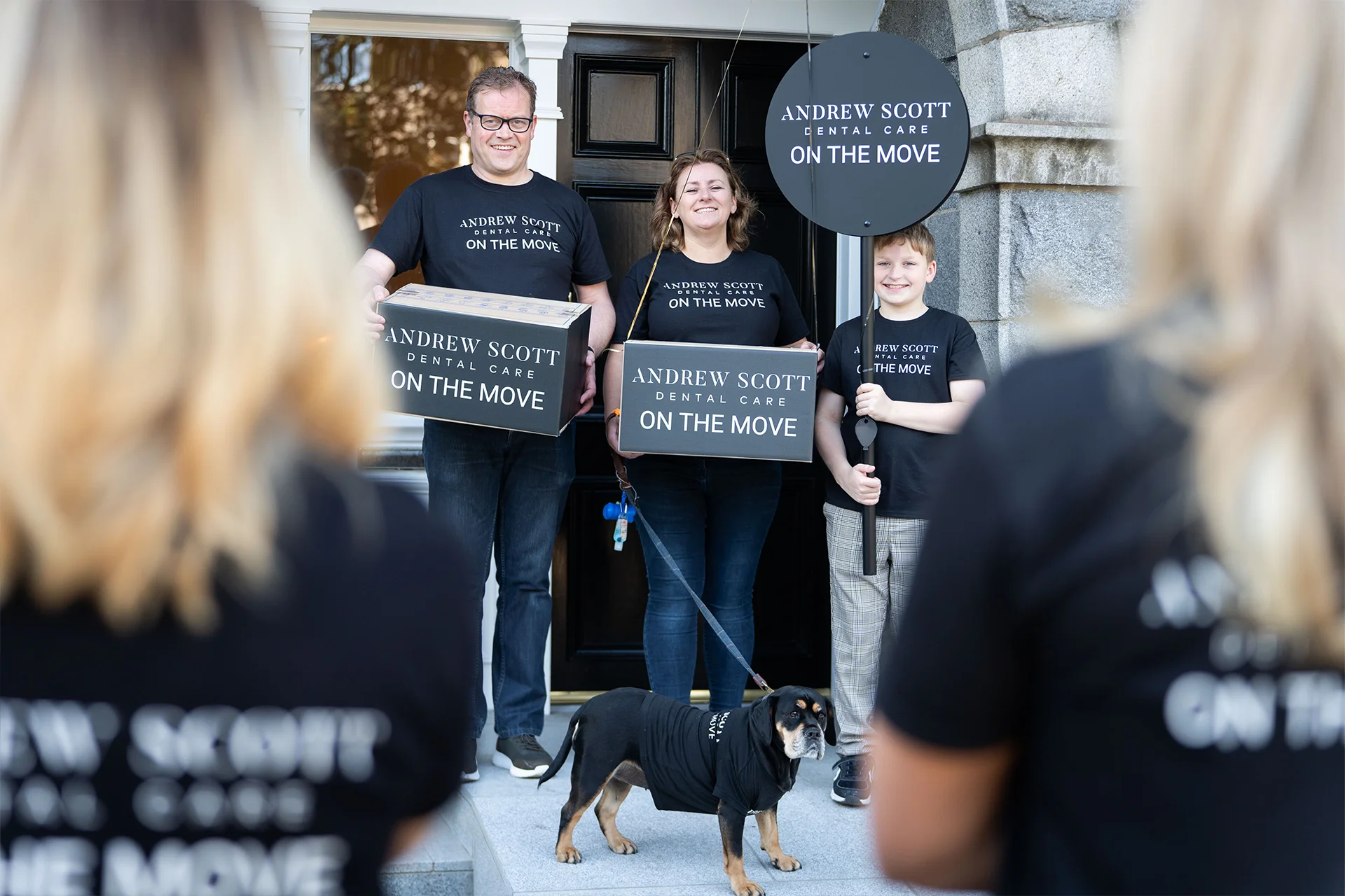 andrew scott with his family celebrating move day